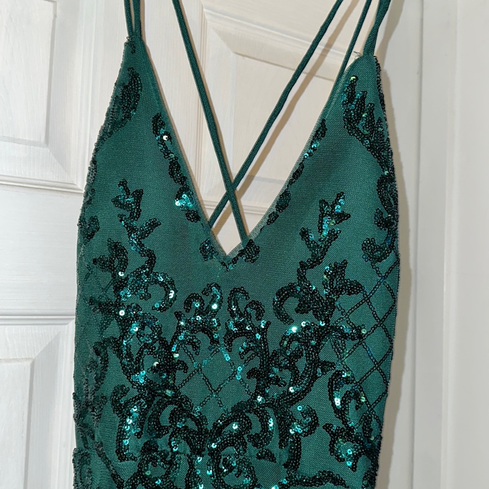 Blonde Nites Sequinned Mesh Cross-back gown